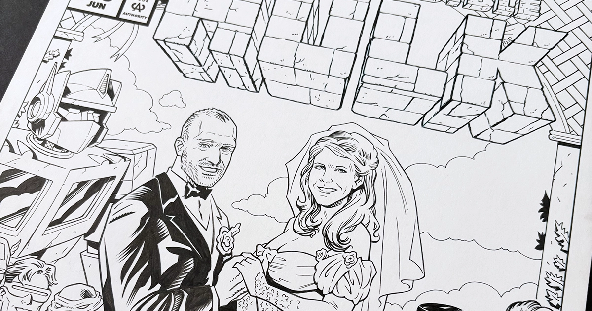 Custom comic book wedding gift inspired by Hulk #418 featuring a personalized wedding comic book cover commission